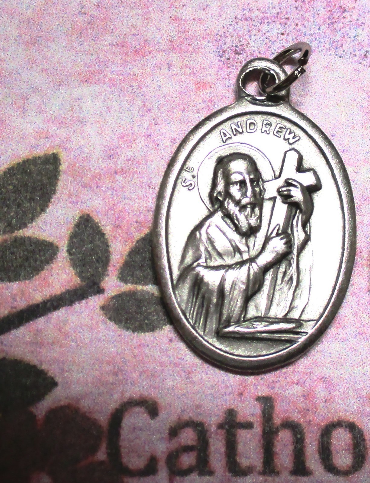 St. Saint Andrew – Pray for Us – Oxidized Italian Silver Tone 1 inch Medal
