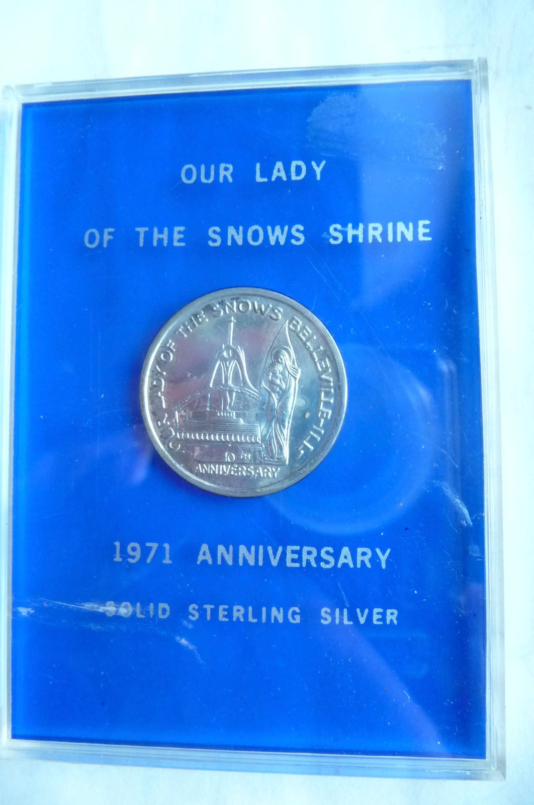 STERLING SILVER 1971 Anniversary Coin OUR LADY OF THE SNOWS Shrine Rome Italy