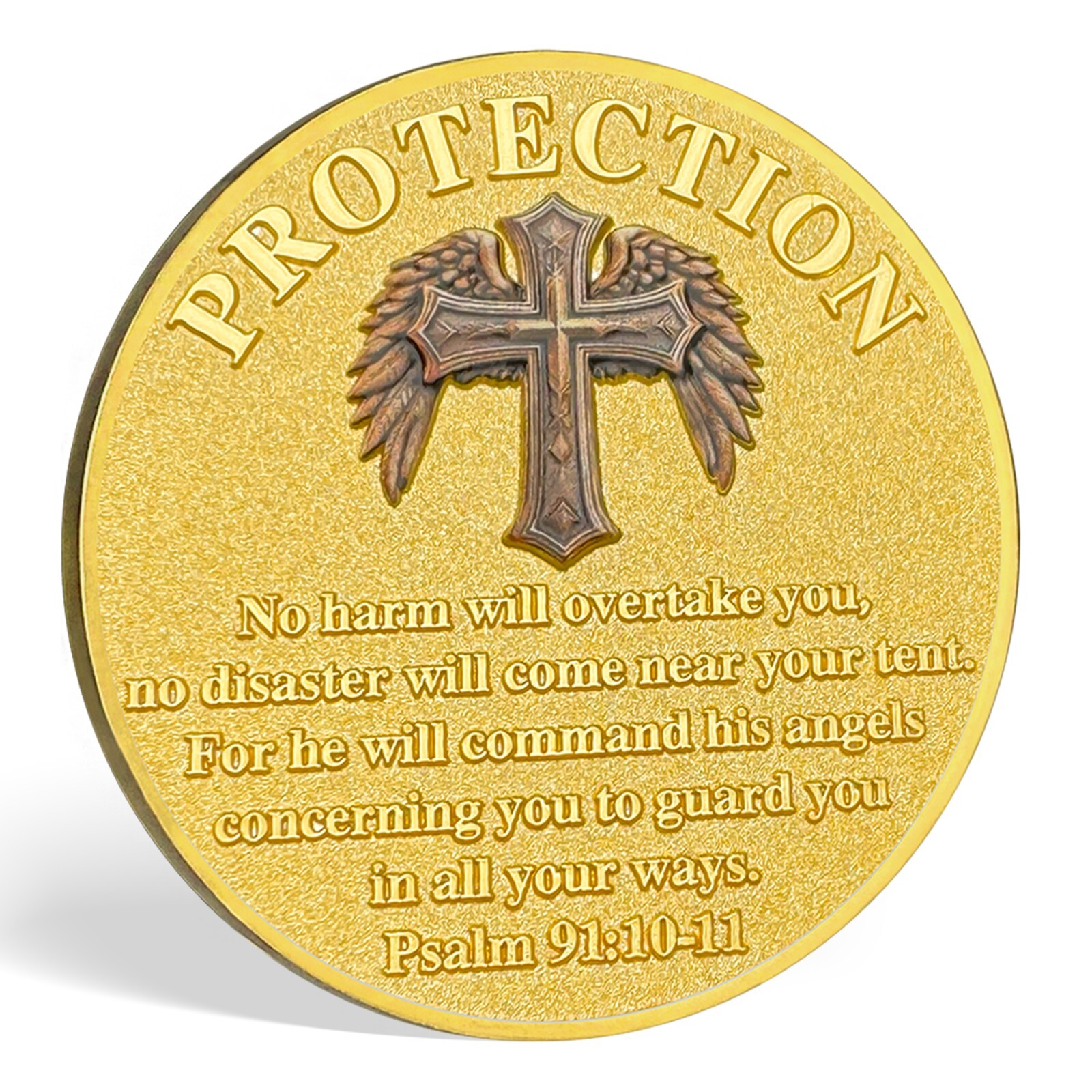 10pcs St Michael Archangel Prayer Coin Shield of Faith Psalm 91:10-11 Verse Coin