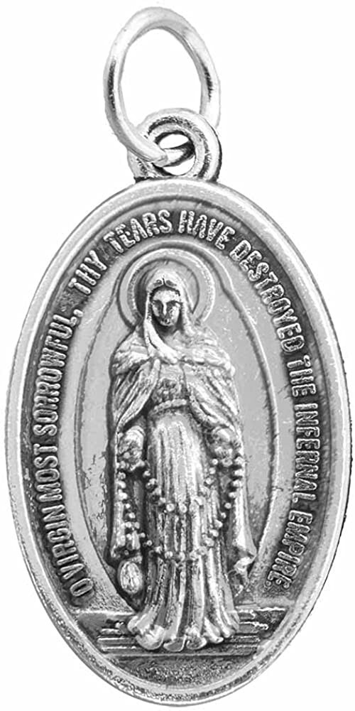 Our Lady of Tears Medal 1″ on 28″ Ball Chain