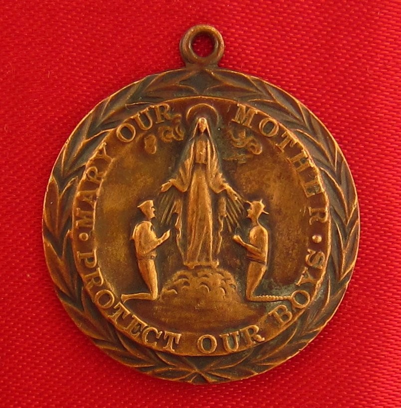 Vintage MARY PROTECT OUR BOYS Soldier Medal ST CHRISTOPHER Catholic Pendant 1″