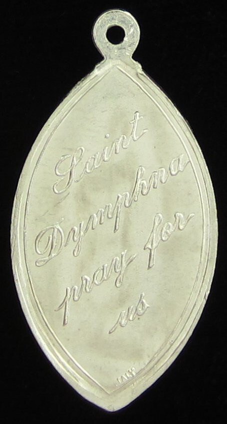 Vintage Saint Dymphna Medal Aluminum Patron Saint of Mental Illness Lightweight