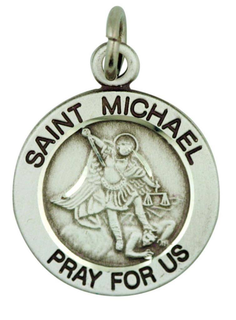 Saint St Michael the Archangel Pray for Us Pendant 3/4″ Sterling Silver Medal