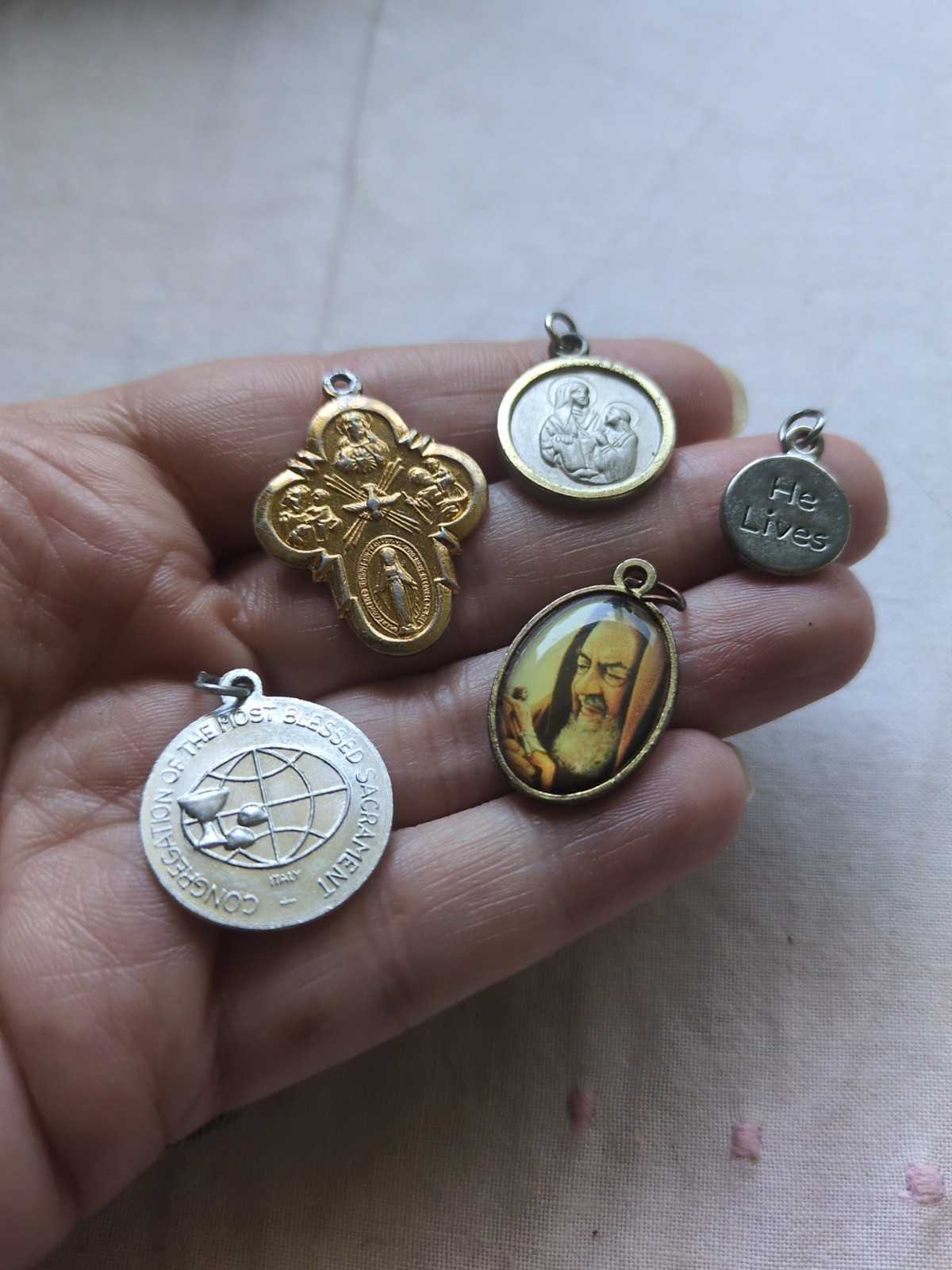 Catholic Saint Medals, Cross, Relic, Lot of 16