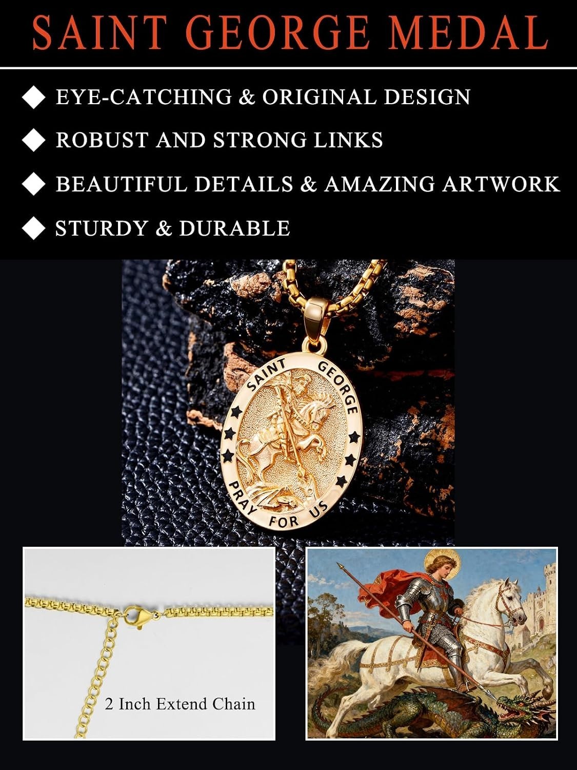 Saint Necklace 925 Sterling Silver Patron Amulet Medal Jewelry for Men Women …
