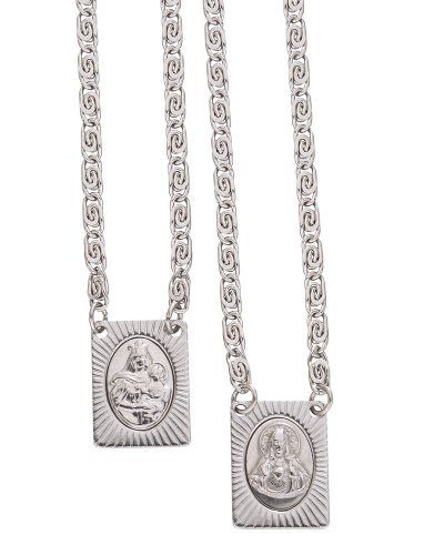Stainless Steel Scapular, Sacred Heart of Jesus & Virgin of Mount Carmel Medal