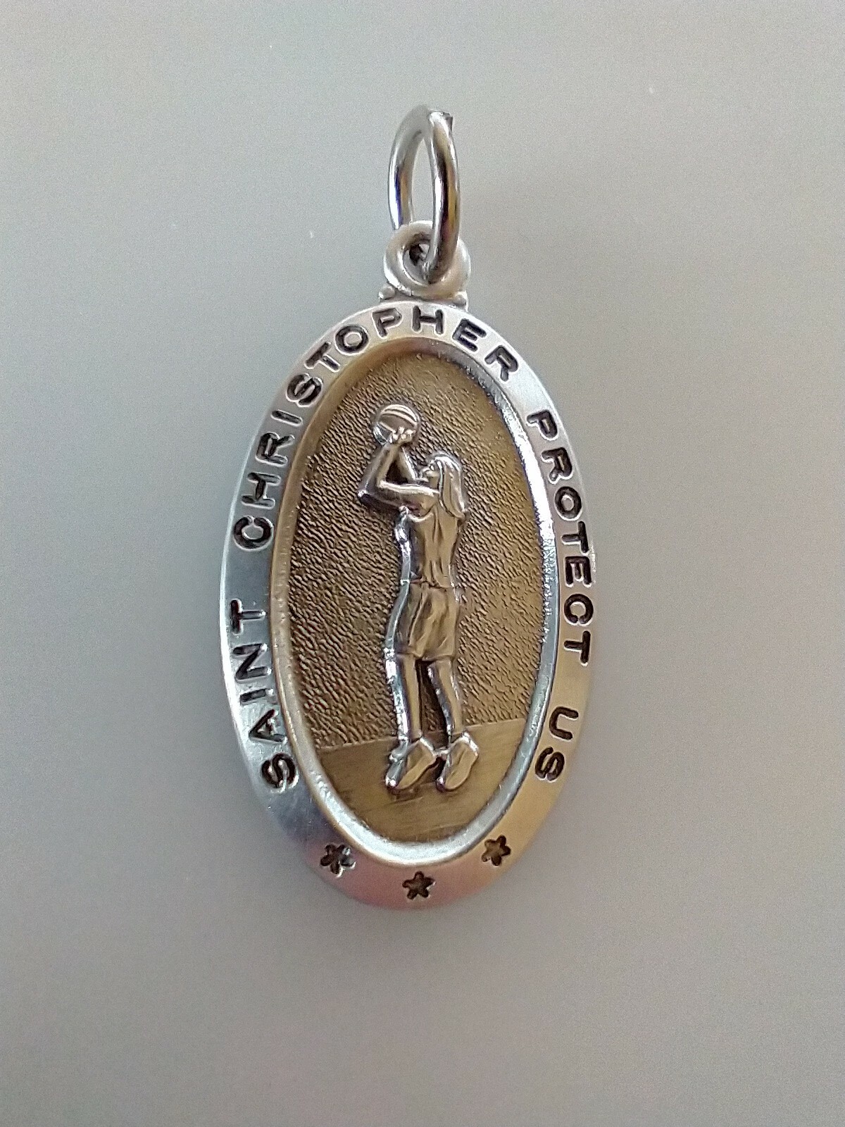 Vintage Catholic Sterling Silver St Christopher Religious Medal