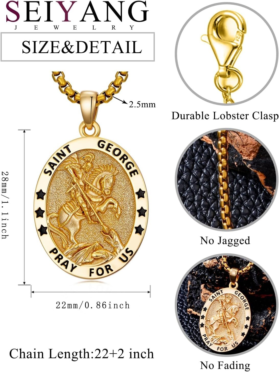 Saint Necklace 925 Sterling Silver Patron Amulet Medal Jewelry for Men Women …