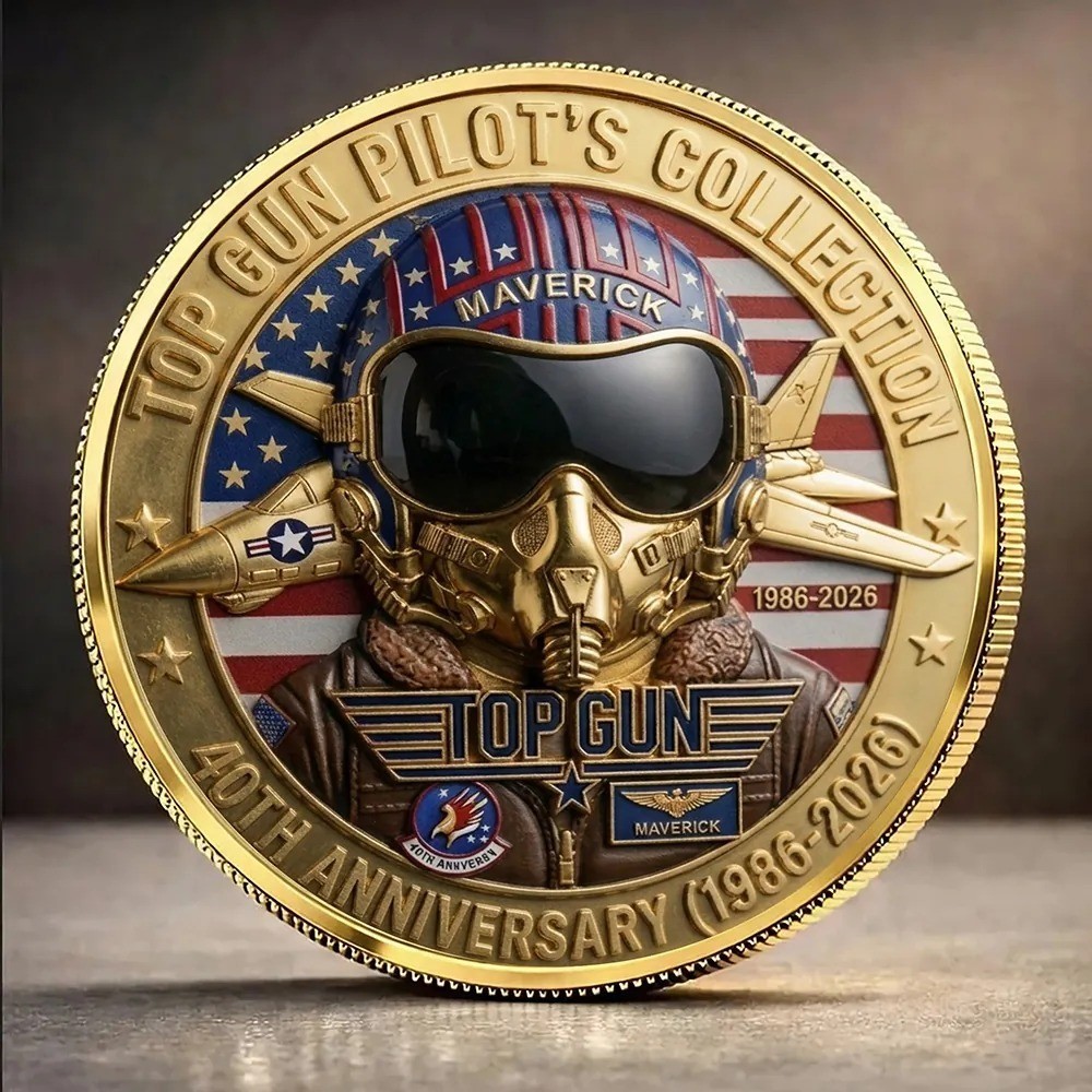 Top Gun 40th Anniversary Coin 1986-2026 Maverick Pilot Collection Gold Coin