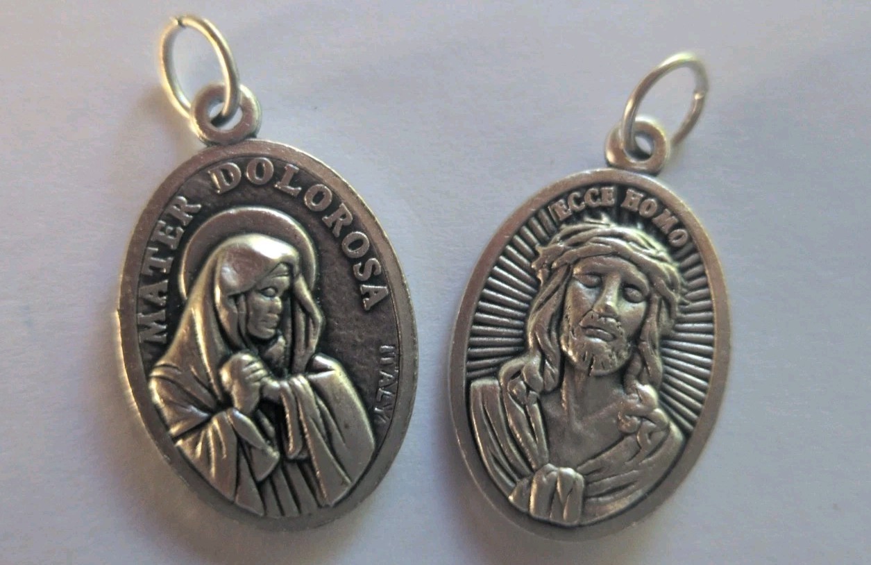 Mater Dolorosa/Jesus On The Reverse Medal Made In Italy