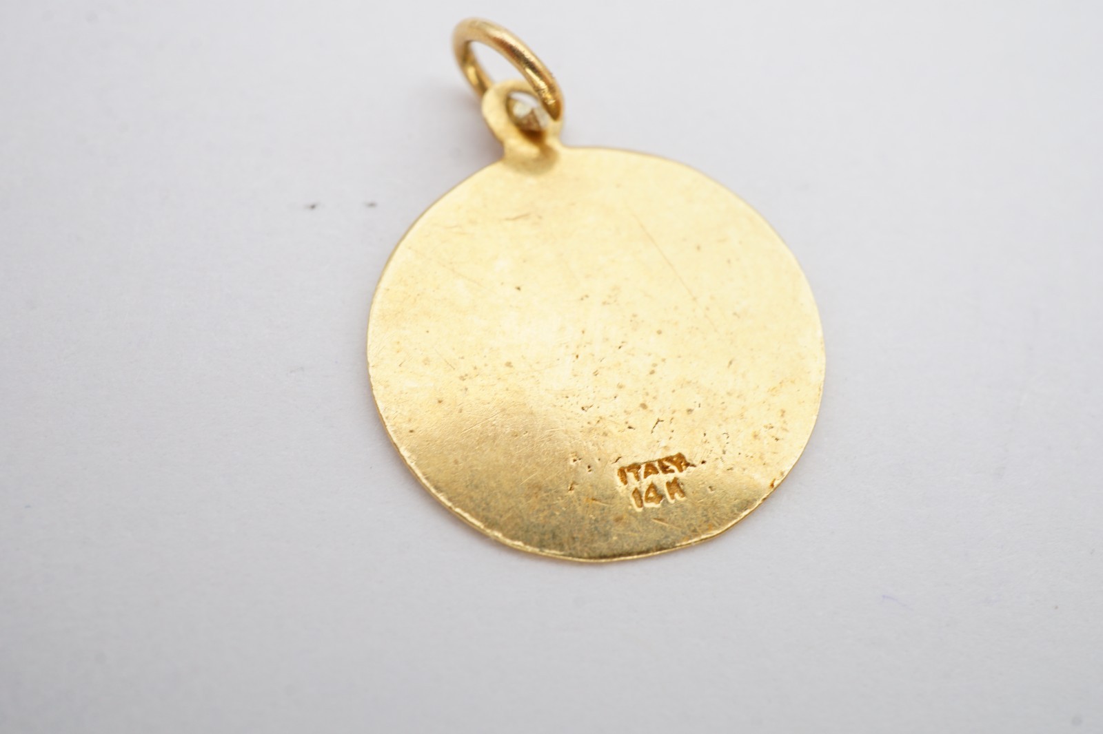 Vintage 14k Yellow Gold Saint Christopher Protect Us Religious Medal
