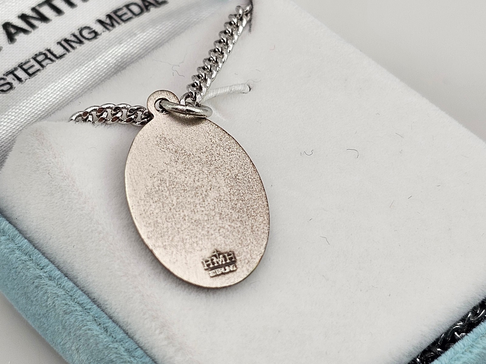 HMH Patron Saint Anthony Oval Sterling Silver Medal 20″ 316 Curb Chain Necklace