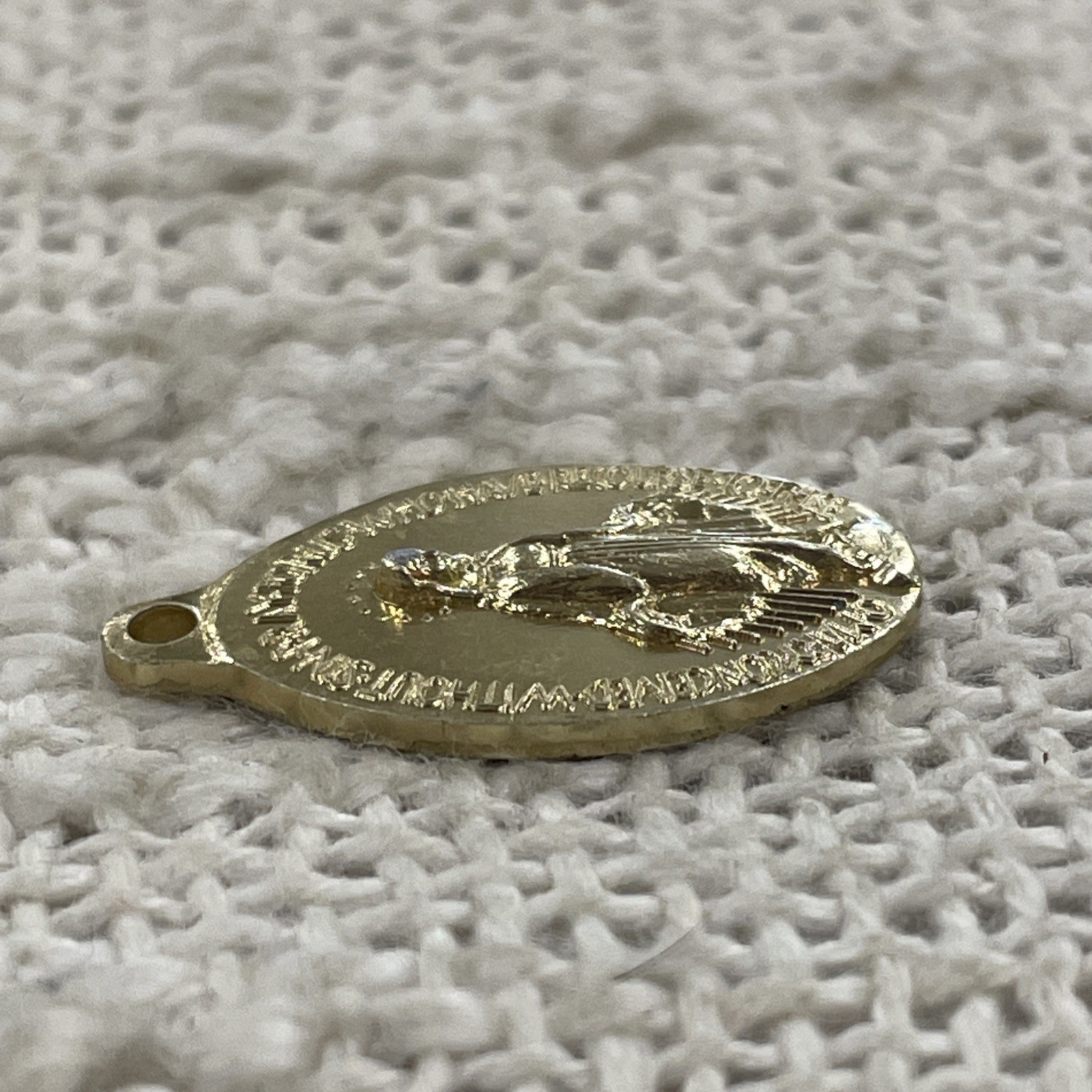 Gold Toned Miraculous Medal Blessed Virgin Mary Religious Charm Pendant
