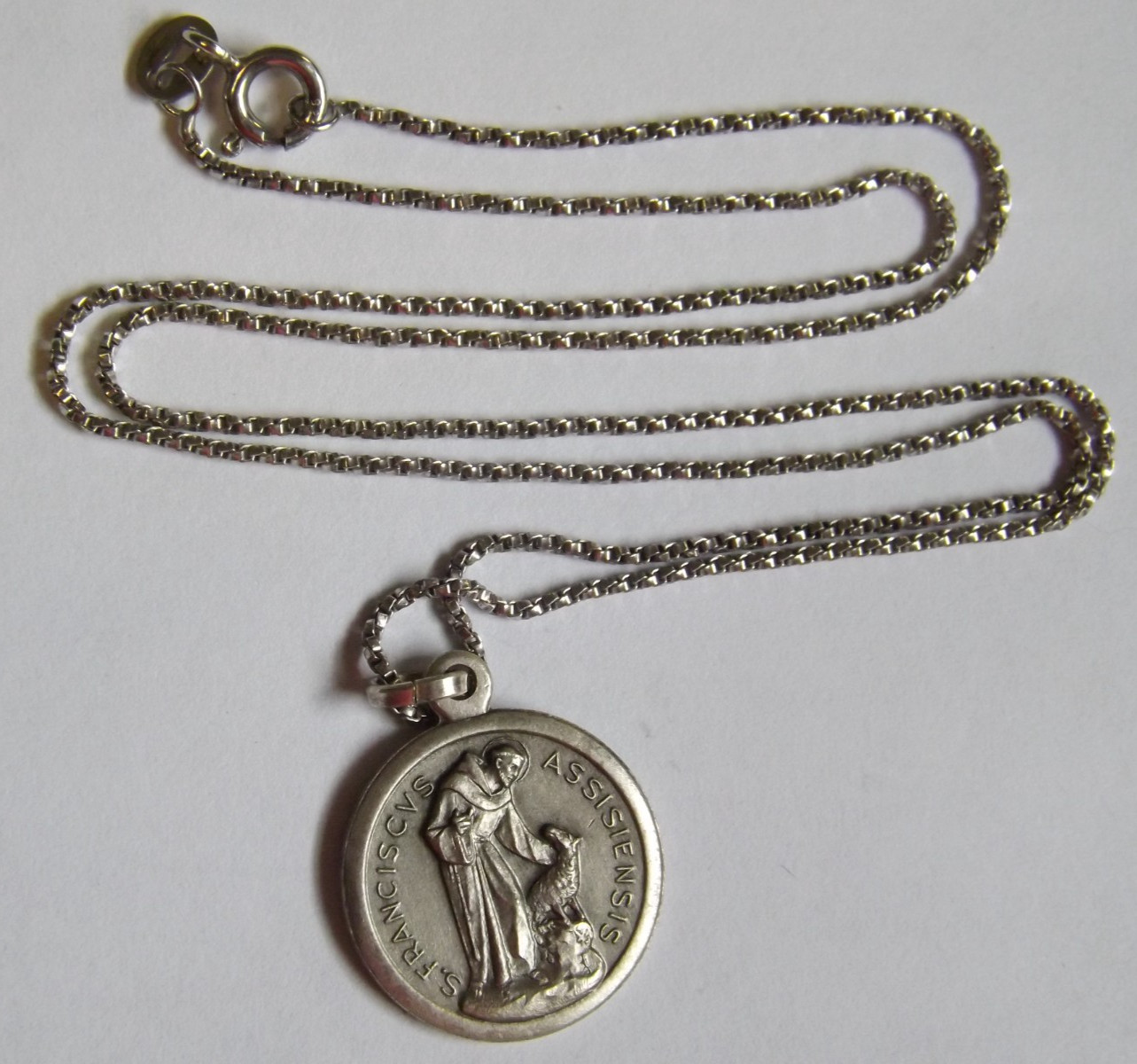 Sterling Saint Francis of Assisi patron of nature animals pendant medal necklace