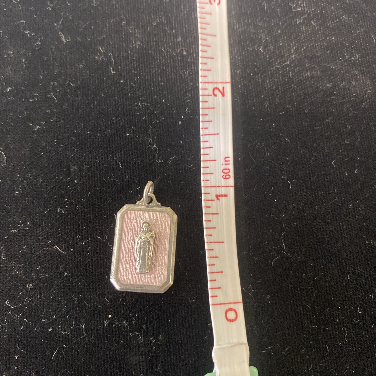 Mother Mary Holding Baby Jesus Pendant Pink With Lillys On Back Sterling