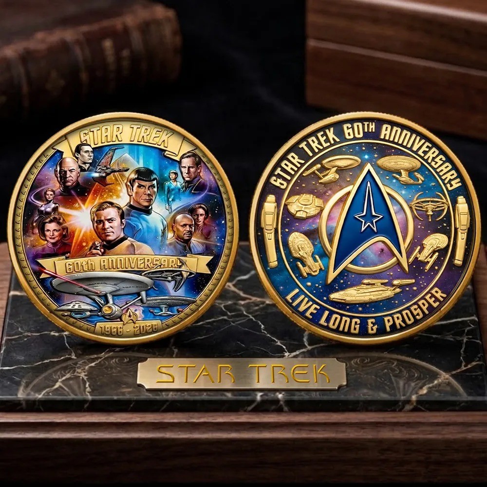 Star Trek 60th Anniversary Commemorative Coin 1966-2026 Gold Medal Enterprise