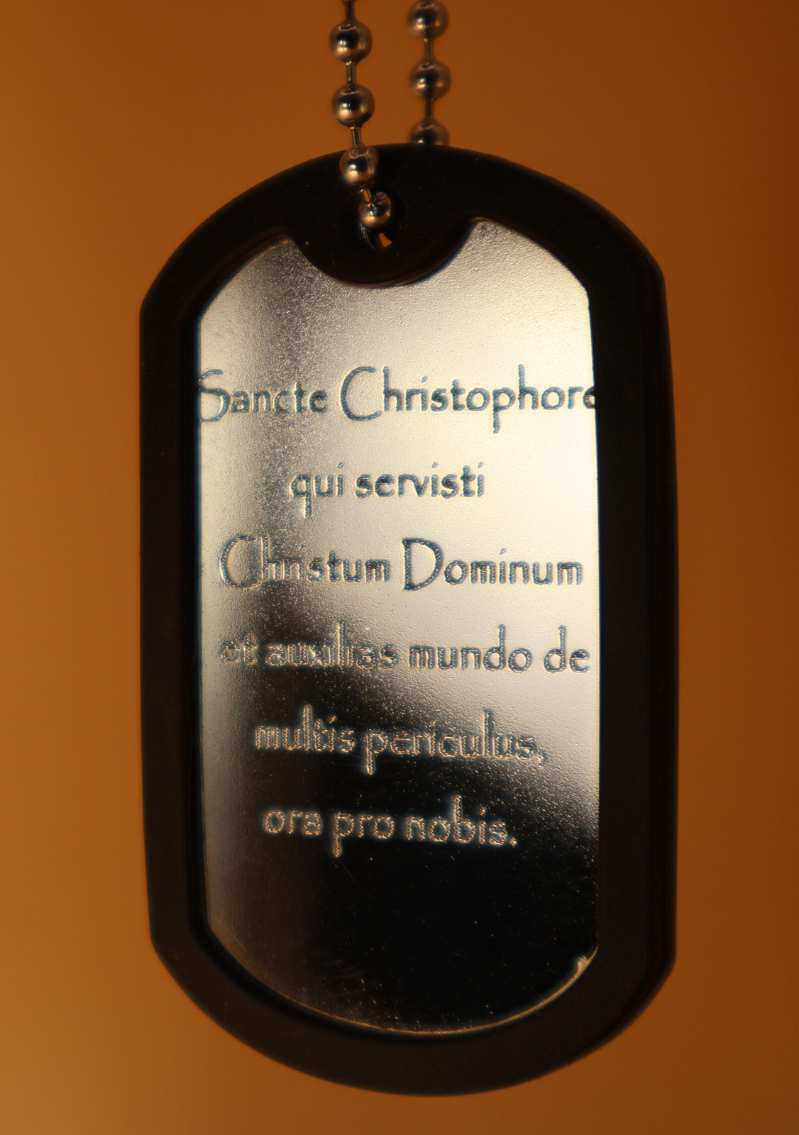 St Christopher Deep Engraved Third Dogtag in Latin