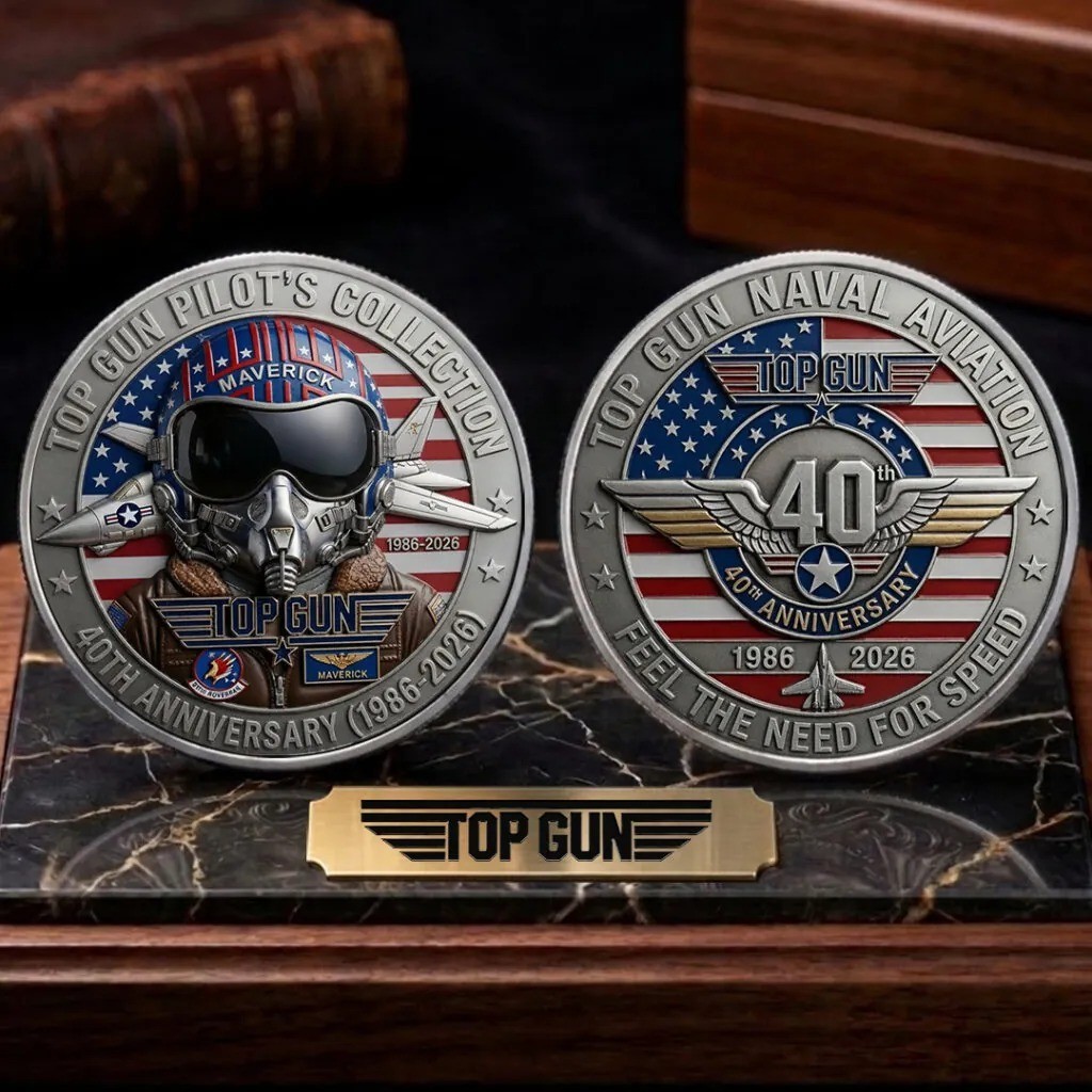 Top Gun 40th Anniversary Coin Maverick Pilot’s Collection Gold Challenge Coin