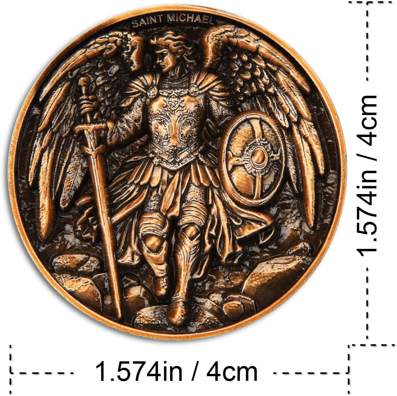 Saint Michael Archangel Protection Coin – 1.57-Inch Double-Sided Zinc Alloy Co