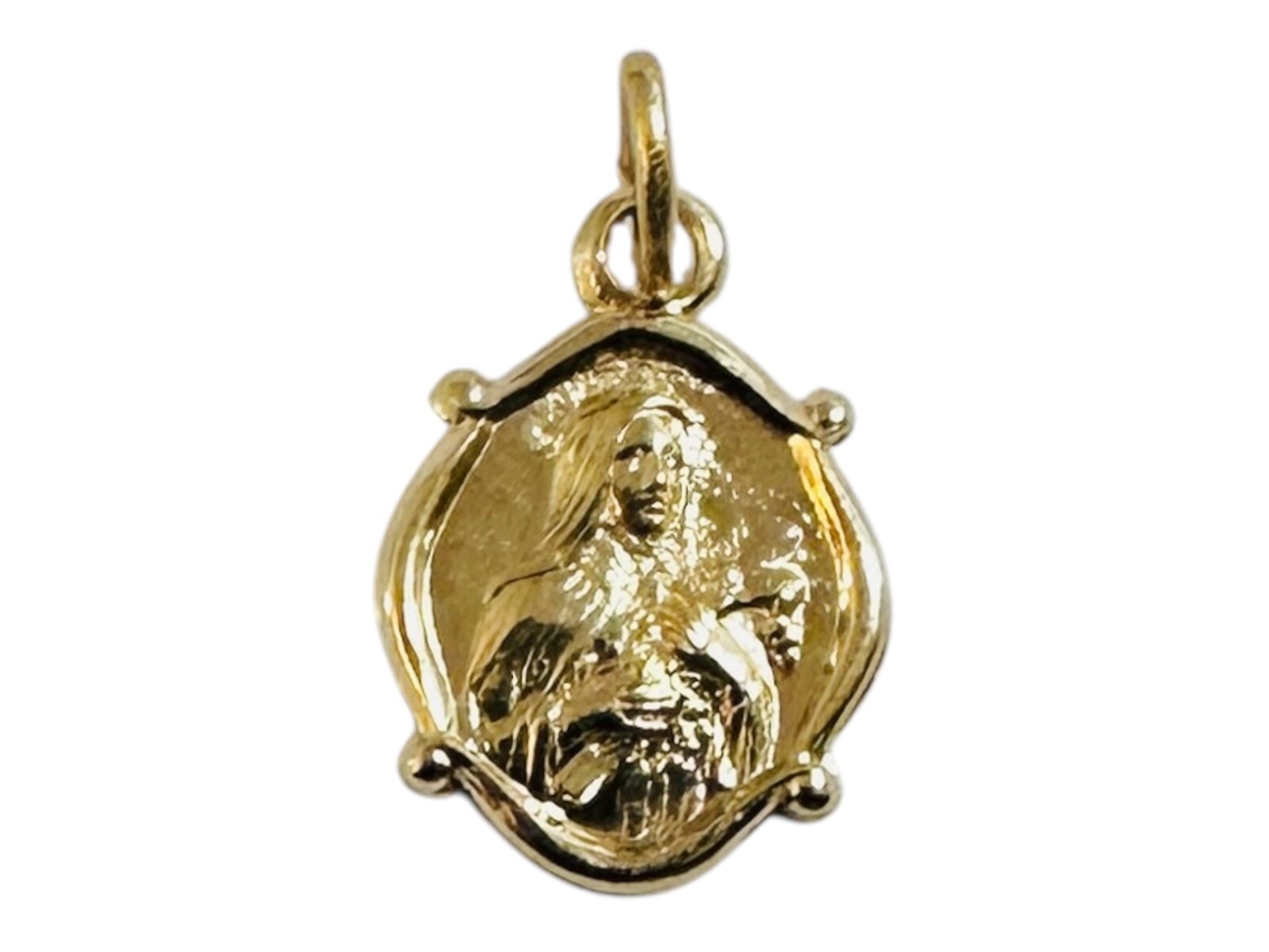 14K Yellow Gold Therese of Lisieux “Little Flower” 0.40″ x 0.32″ Dainty Medal