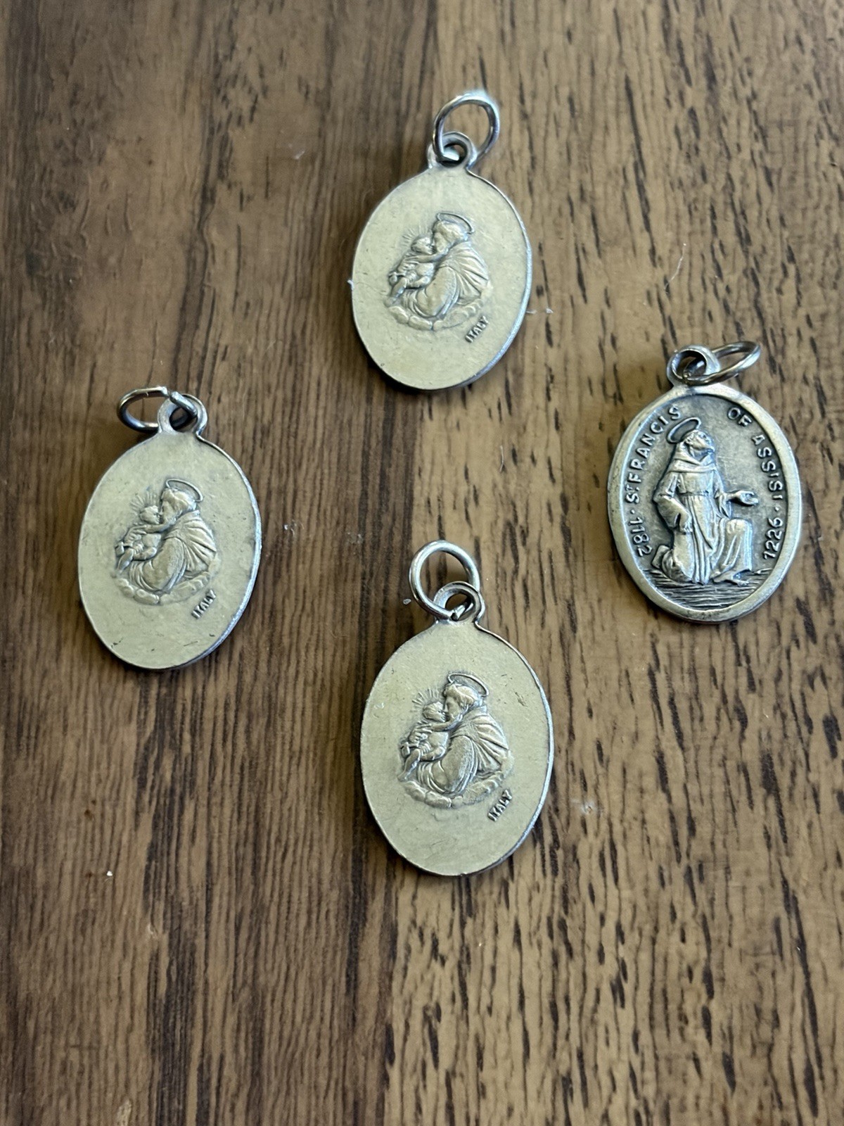 Vintage Lot Of (4) St. Francis of Assisi Italy Silver-tone Medals