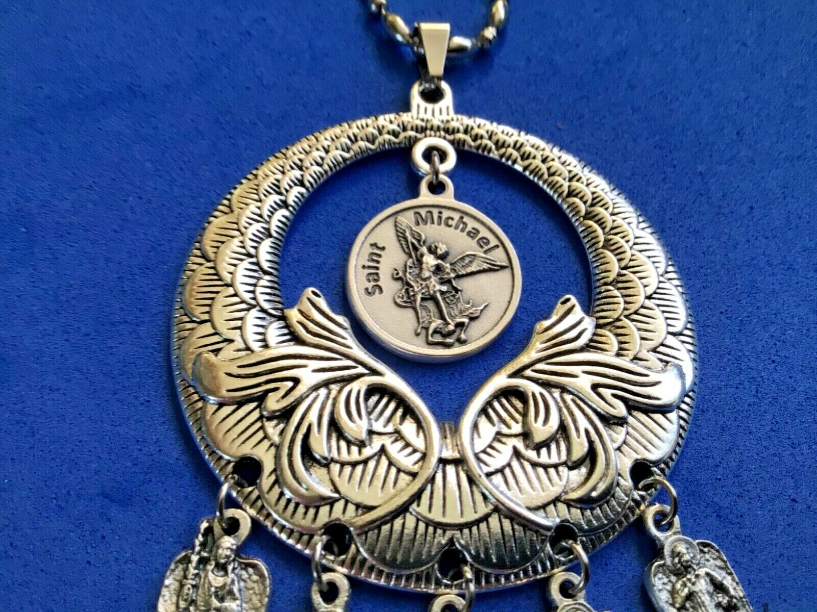 Custom Saint Medal NECKLACE 4 ARCHANGEL St Michael Raphael Gabriel Uriel Prayer
