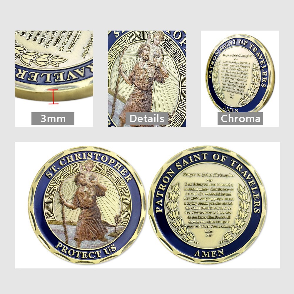 New Lot Of 10 St Christopher Protect Us Challenge Coin Set Religious Collectible