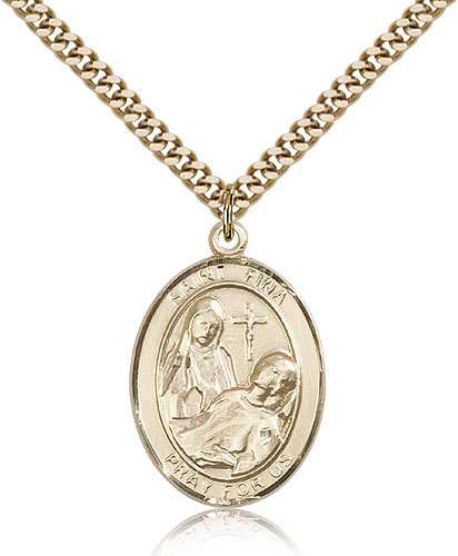 Saint Fina Medal For Men – Gold Filled Necklace On 24 Chain – 30 Day Money B…