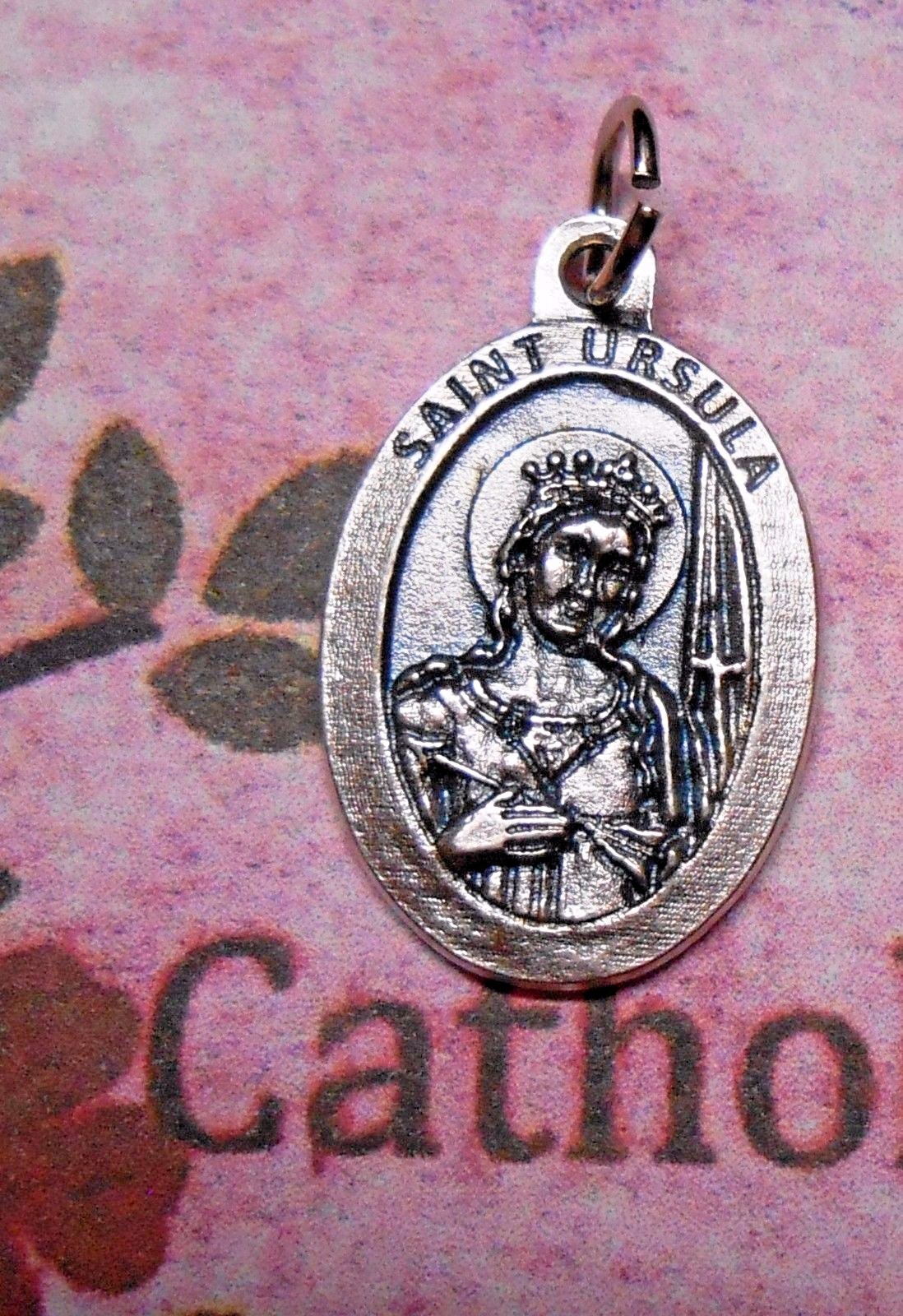 St. Saint Ursula / Pray for Us – Oxidized Die Cast Italian 1 inch Medal