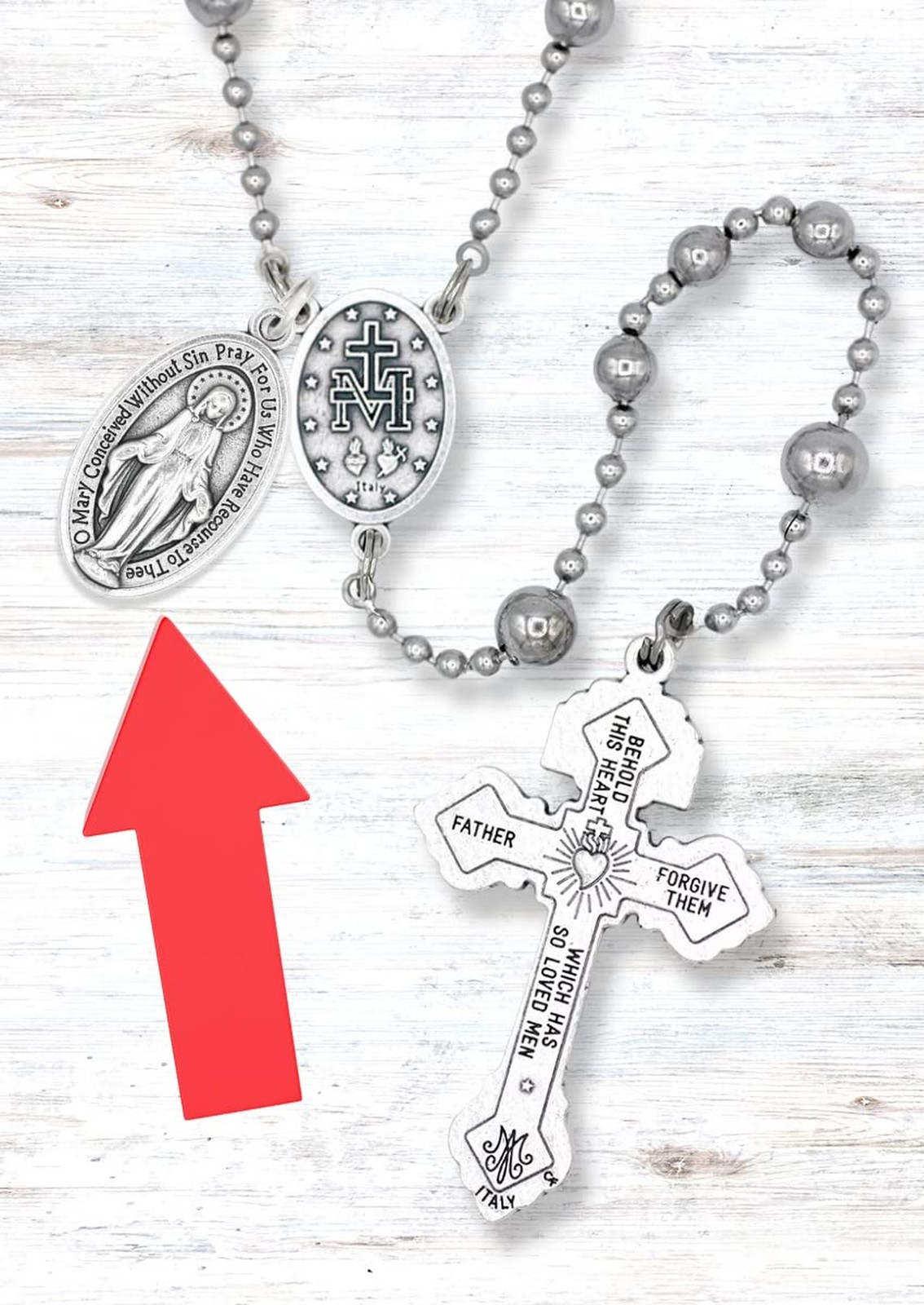 Bulk Pack of 10 – Miraculous Medal – 1 1/8″ Silver Oxidized Pendant for Neckl…