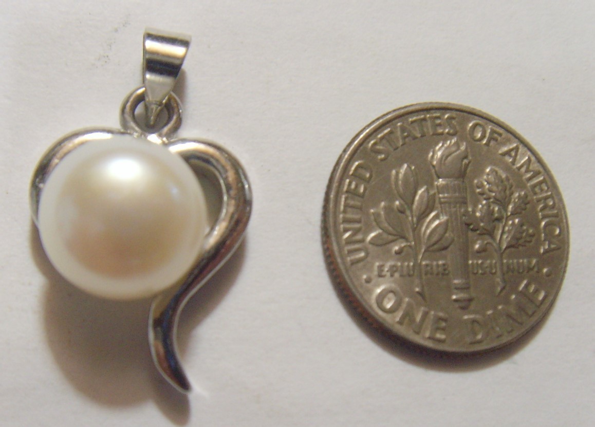 1950s vintage 18k white gold plated nice pearl jewelry pendant 54516