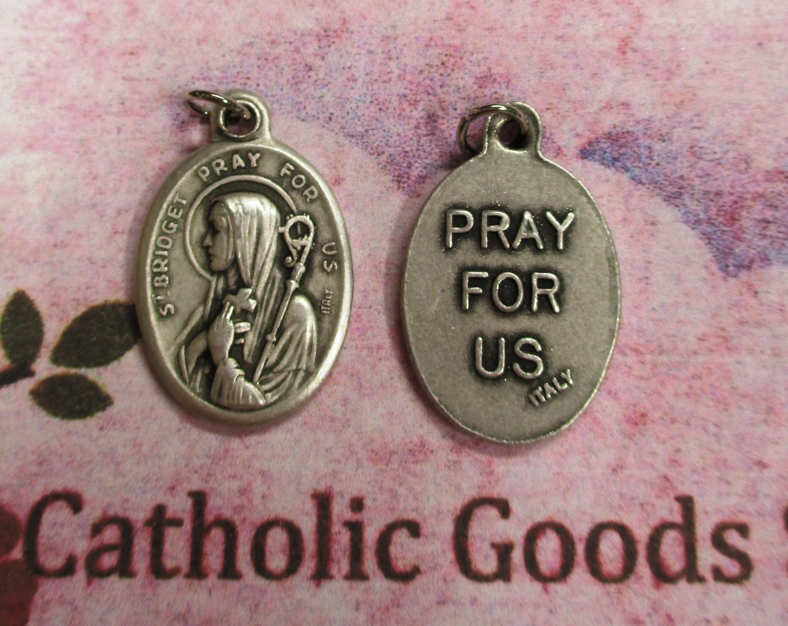 Saint Bridget – Pray for Us – Italian Silver tone OX 1 inch Medal