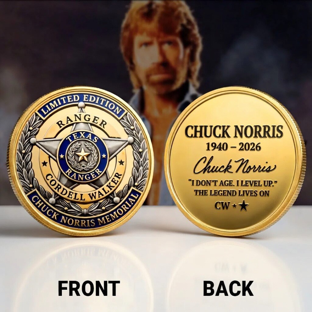 Chuck Norris Memorial Coin Texas Ranger Cordell Walker Limited Edition Gold Plat
