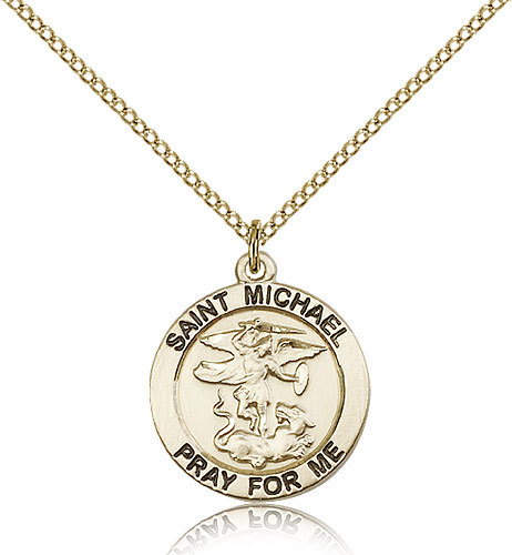 Saint Michael The Archangel Medal For Women – Gold Filled Necklace On 18 Cha…