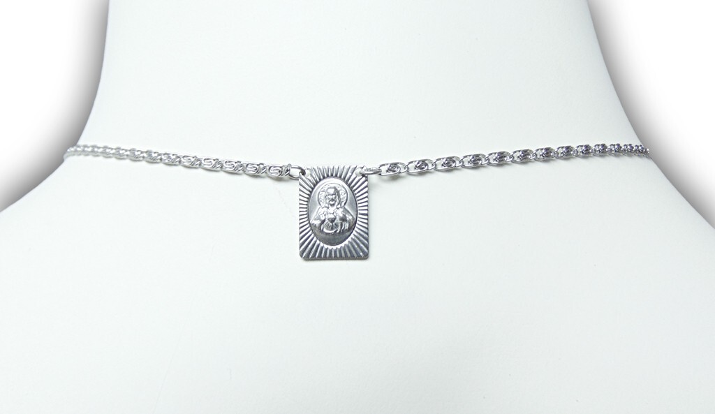 Stainless Steel Scapular, Sacred Heart of Jesus & Virgin of Mount Carmel Medal