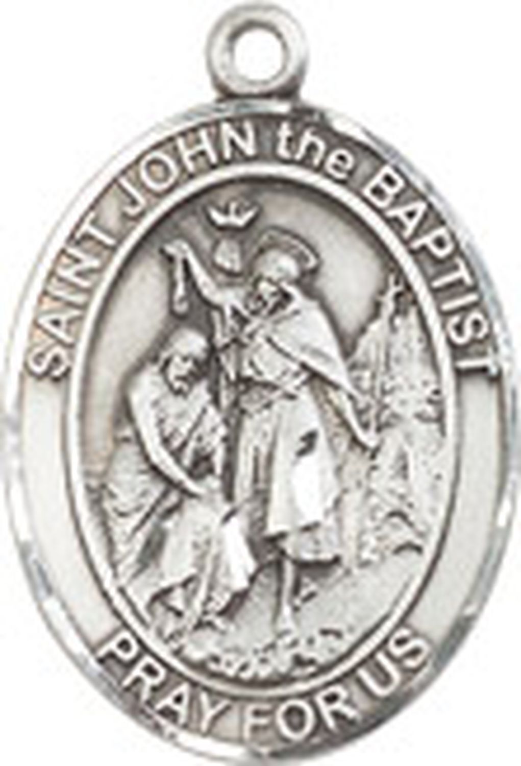 Sterling Silver St John the Baptist Pendant Necklace 24” chain w/ Prayer Card