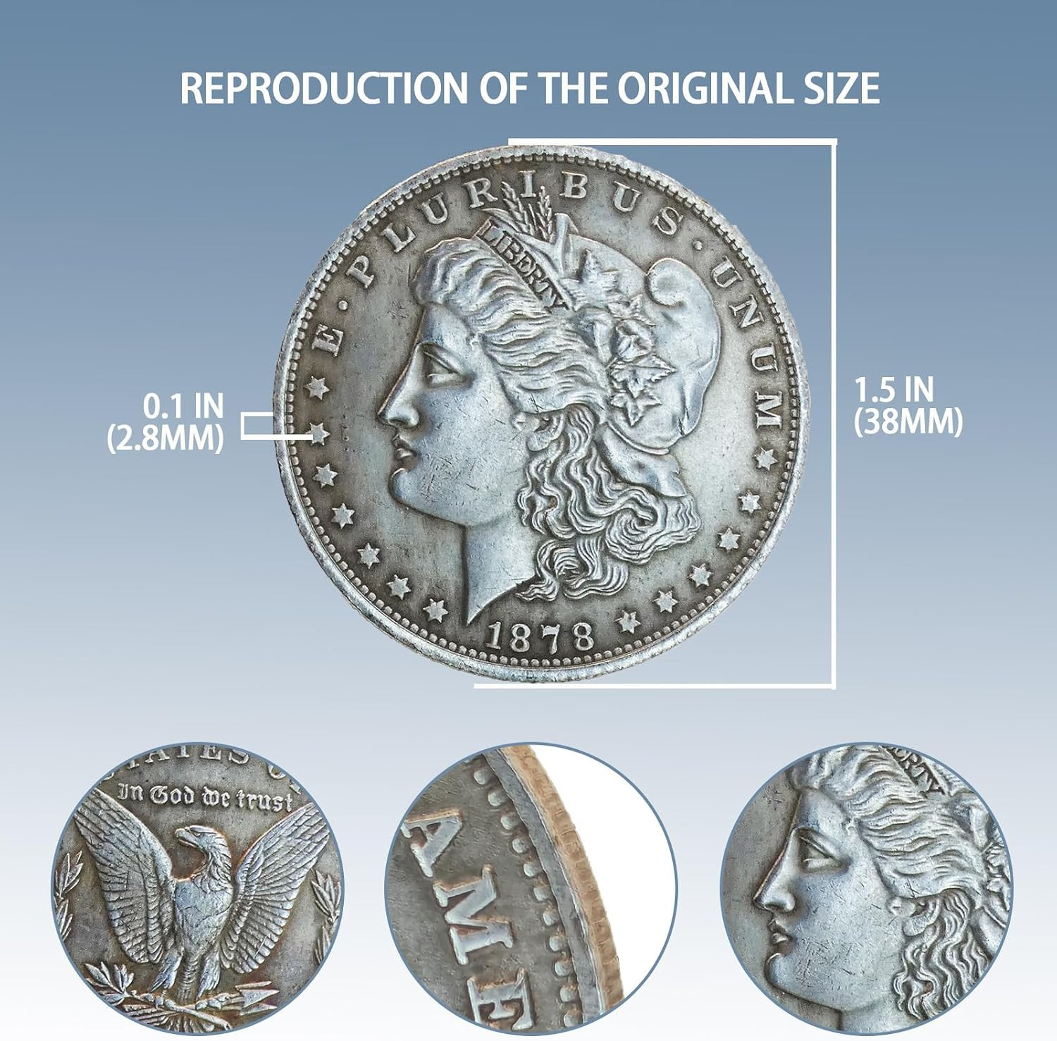 1878 Liberty of the Americas Peace Coin Replica Set Exquisite Relief Design