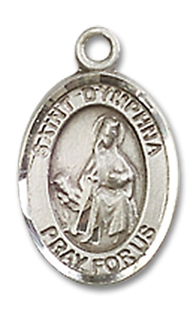 Sterling Silver St Saint Dymphna Medal Pendant Necklace 1/2 x 1/4″ on 18” Chain