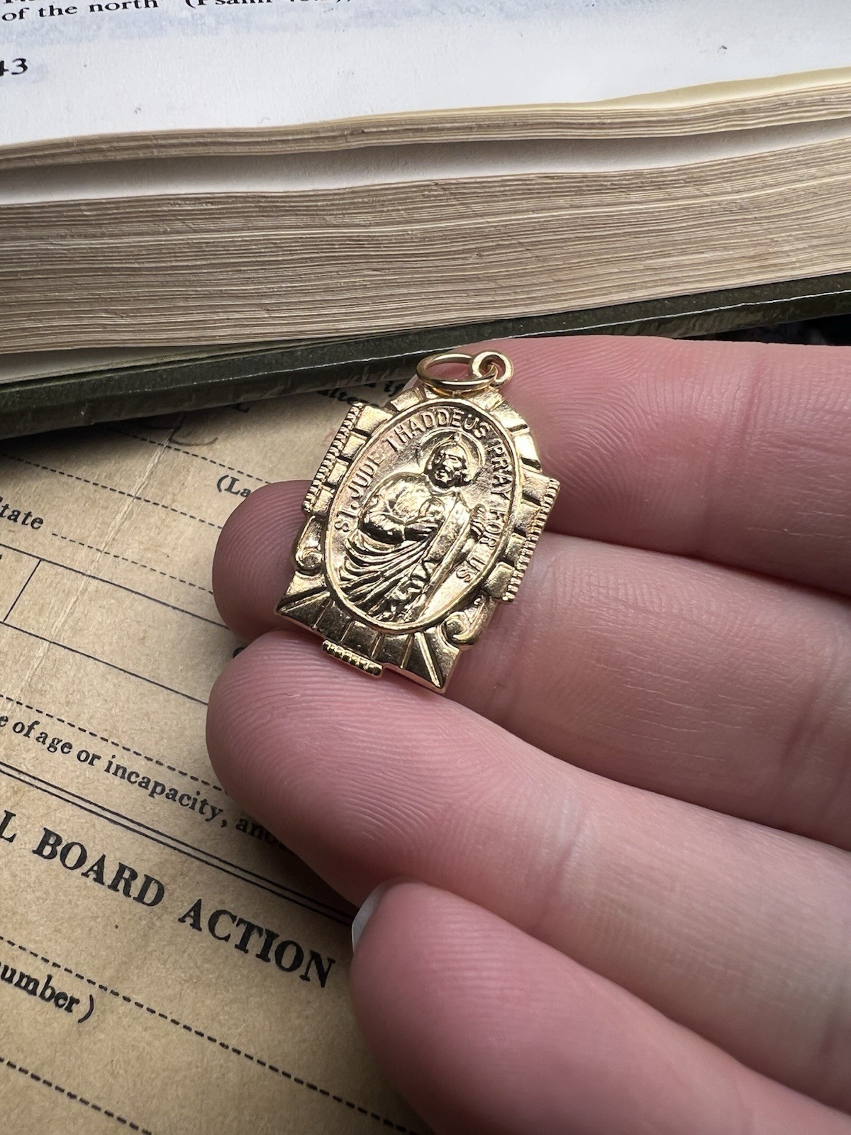 RAW BRASS St.Jude Thaddeus Prayer Charm