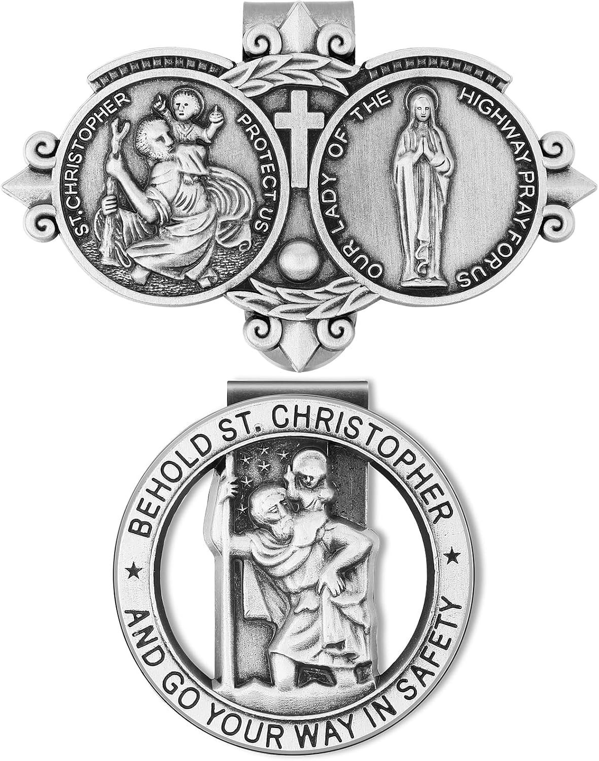 2 Pieces St Christopher Medal for Car, Our Lady of The Highway for Car Round …