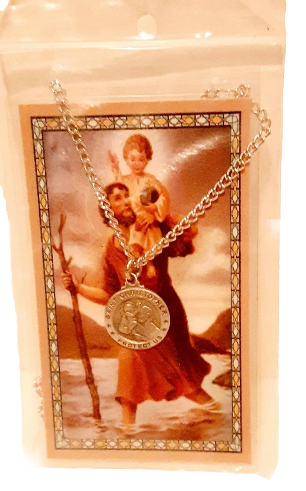 St. Christopher Hockey Medal Necklace with a FREE Prayer Card San Cristobal
