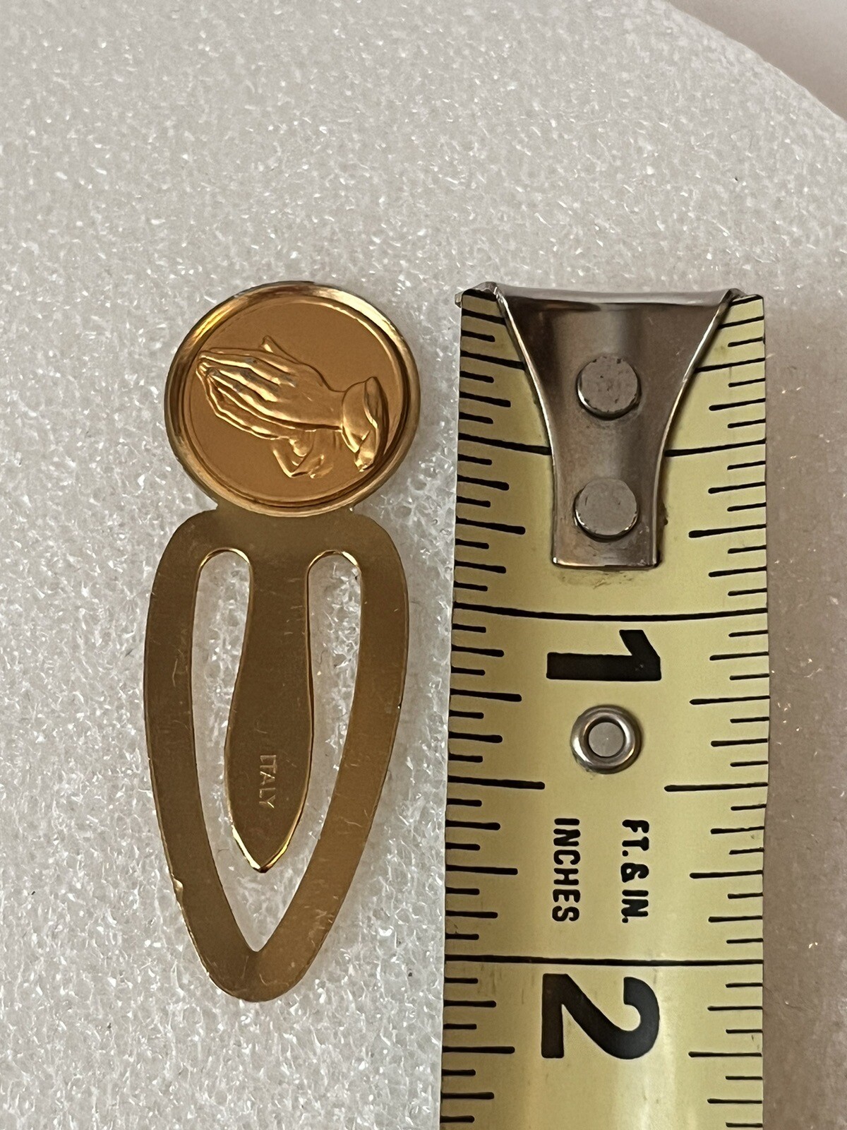 Vintage Hands Of Jesus Gold Toned Metal Bookmark Italy