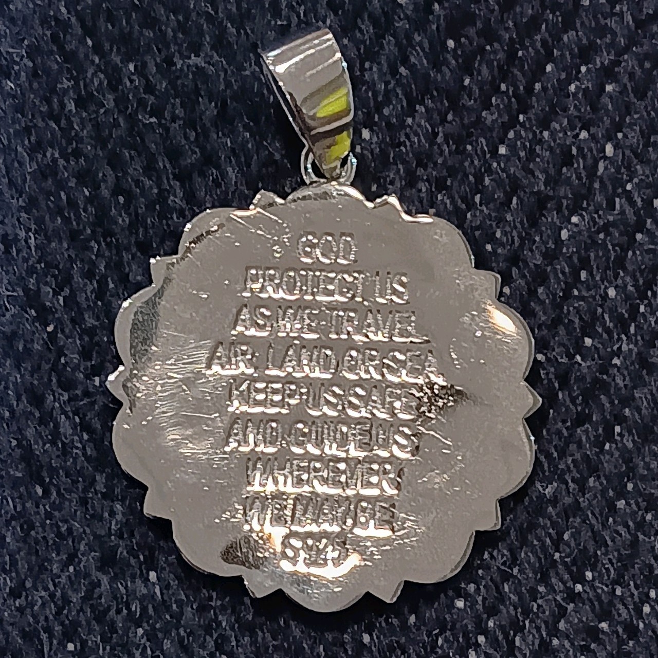 ST CHRISTOPHER Silver Sterling Medallion with Prayer Engraving 925