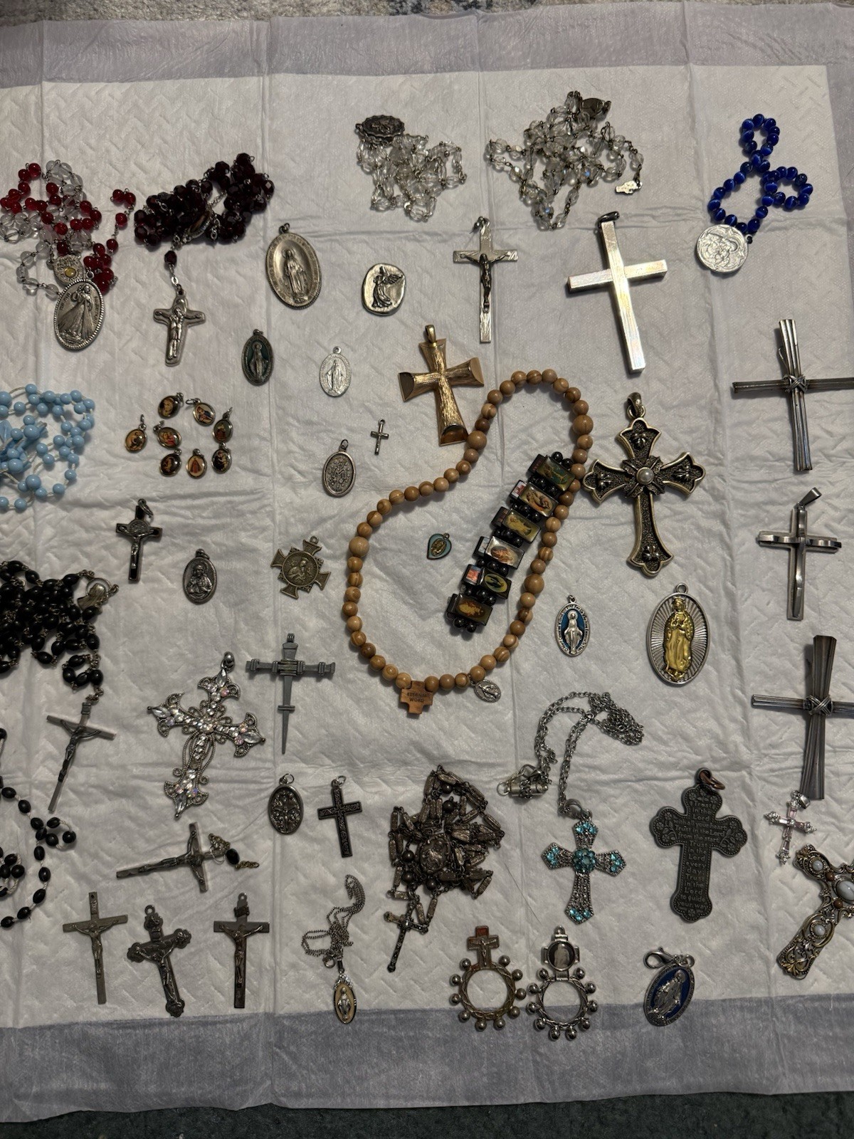 Religious Medals And Rosaries, Some 925 Silver.