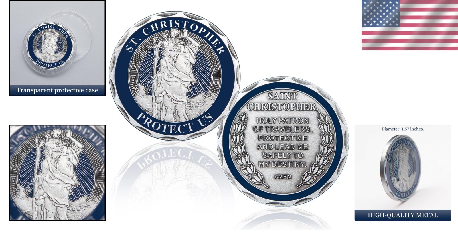 St Christopher Coin Religious Challenge Coin Saint Christopher Medal Bless Safet