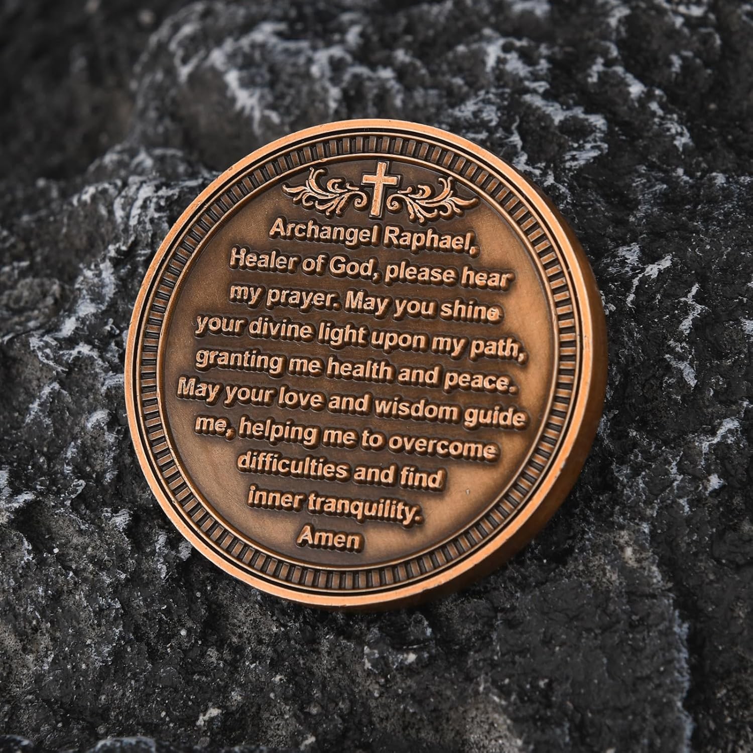 Archangel Raphael Healing Prayer Coin – Inspirational Christian Token of Divin