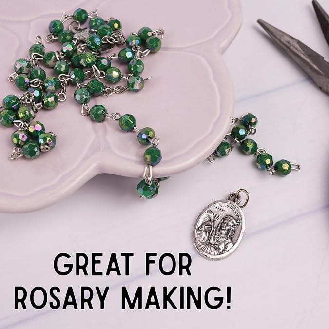Needzo St. Barbara Medals, 0.75″ Silver Pendants for Rosaries & Crafts (5 Pack)