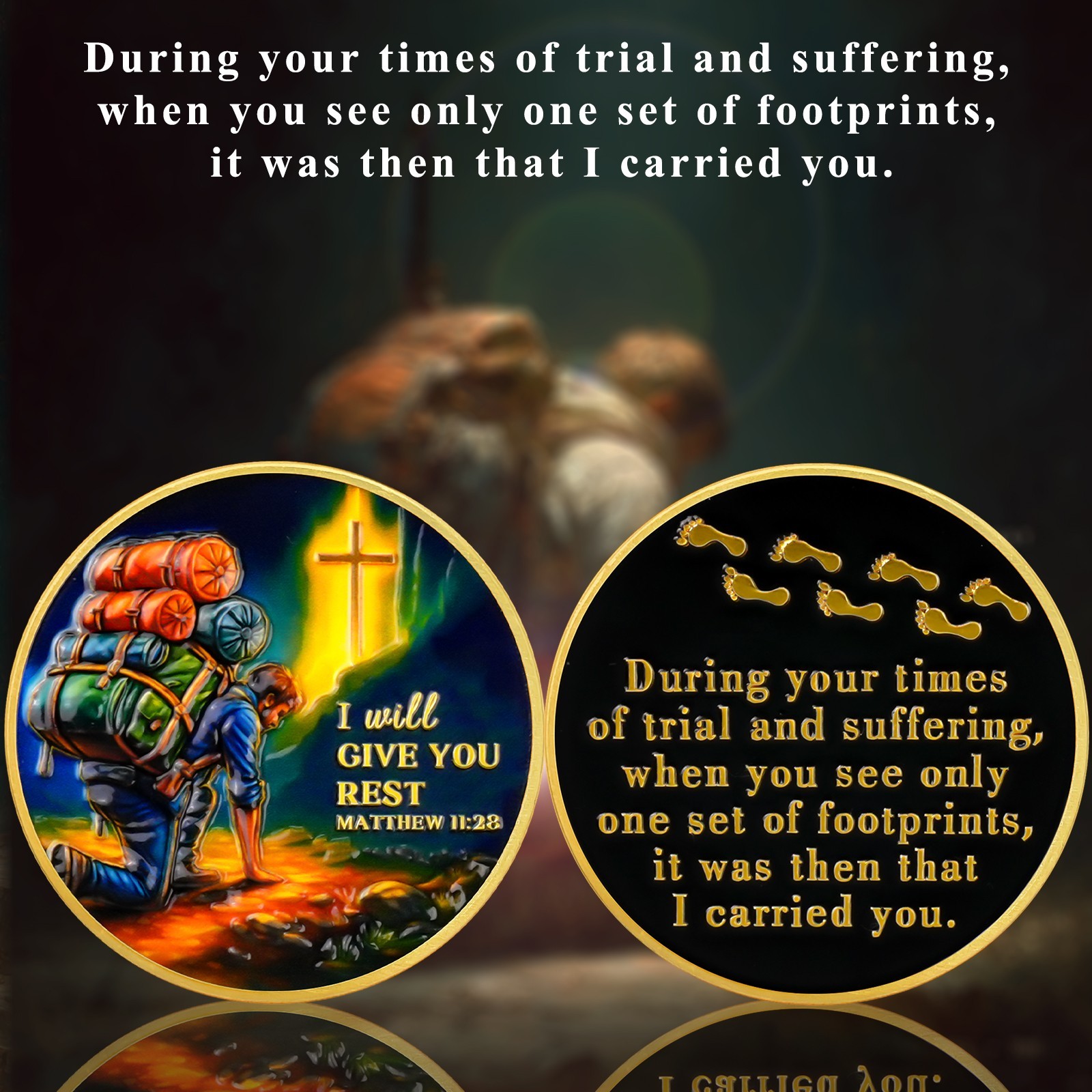 5pcs Christian Challenge Coin – I Will Give You Rest – Matthew 11:28 Verse Coin