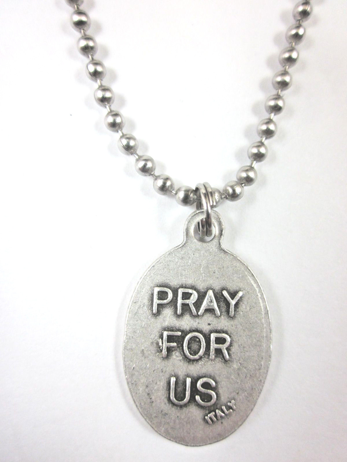 St John of God Medal Italy Pendant Necklace 24″ Ball Chain Gift Box Prayer Card
