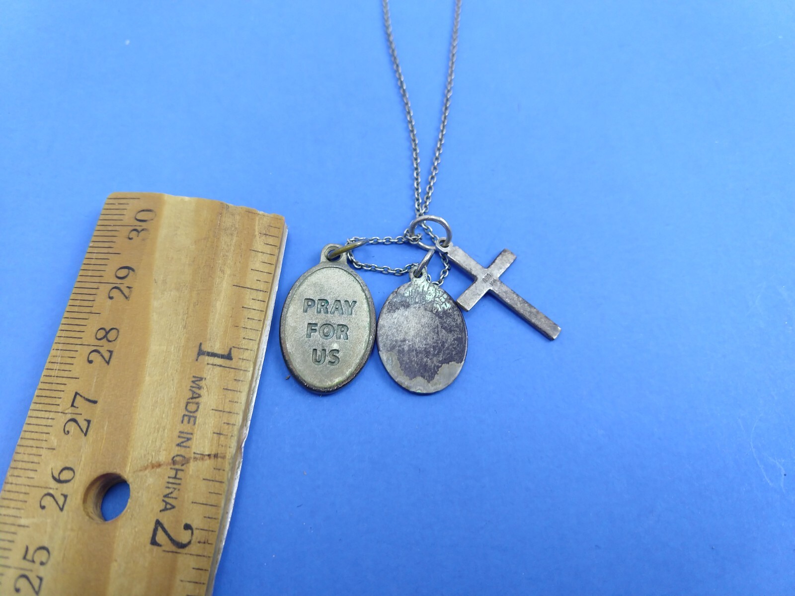 Bliss Sterling Silver Catholic Cross Necklace St Jude Pray for Us Guardian Angel